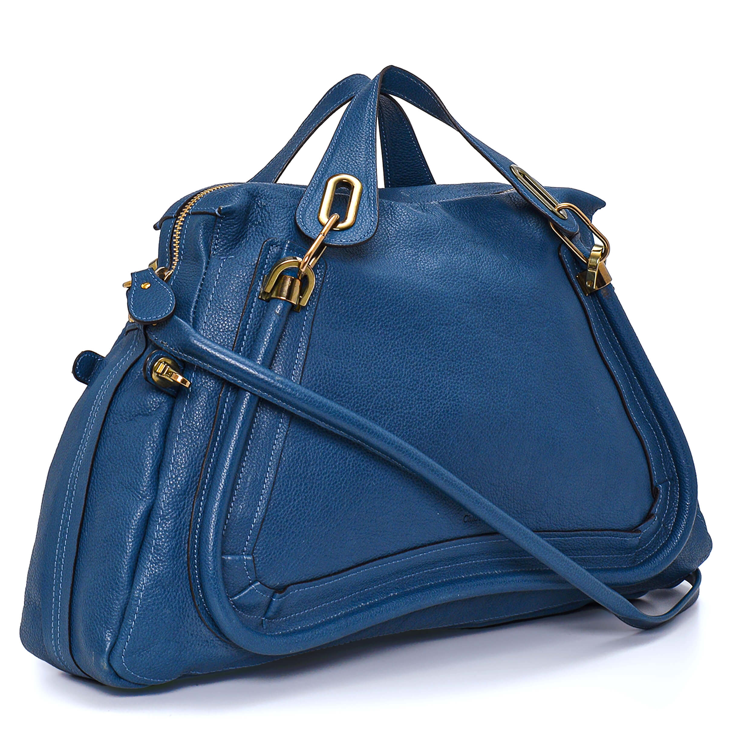 Chloe - Navy Blue Leather Large Paraty Bag